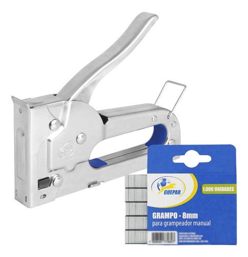 Grampeador Tapeceiro Manual 4 A 8mm Com 1.000 Grampos Guepar