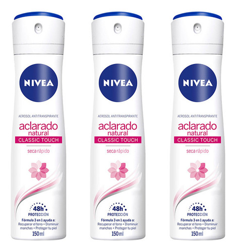 Desodorante Nivea Aclarado Natural Classic Spray 150ml (x3)