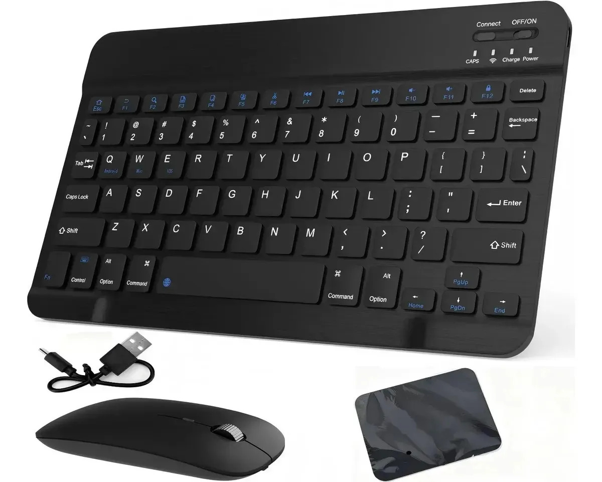 Kit Teclado Y Mouse Inalámbrico Zfzoufan Con Bluetooth 5.0 Dual, Recargable Y Silencioso Para Windows Y Mac Negro