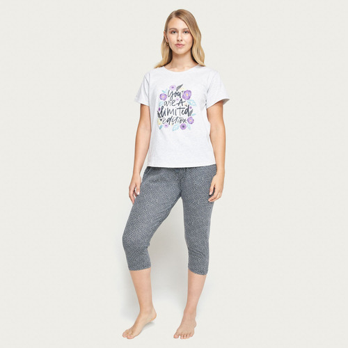 Pijama Capri Jersey Gris Claro