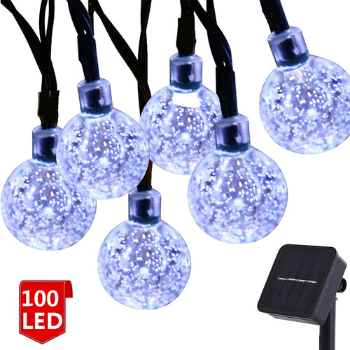 Luces De Cadena De Energía Solar Serie Navidad 12m 100led