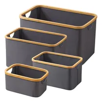 Comprar Set, Juego De 4 Cestos Organizadores Multiuso, Canastos De Tela Y Bambú - Cajas Para Juguetes, Ropa, Baño - Decoración Y Organización