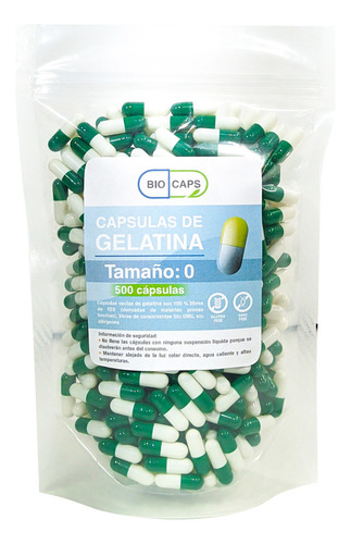Capsulas Vacias De Gelatina Verde/blanco Nro 0 (500 Und)
