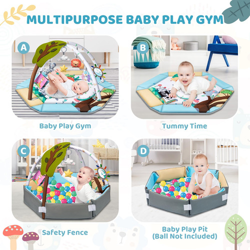 Tapete De Juego Para Bebé 8 En 1 Lavable Y Sensorial