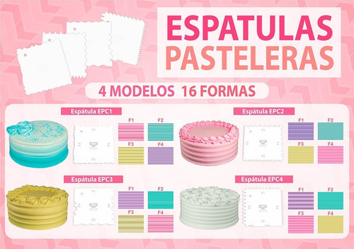 Imagen 4 de 7 de Espátulas Pasteleras Peine X4 Parpen