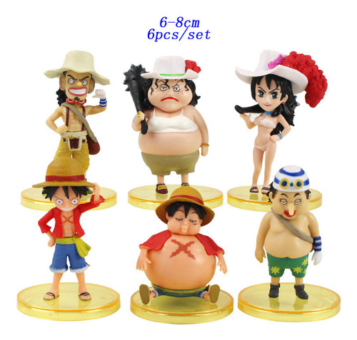 Figuras One Piece Set X6 Chibi Luffy Usopp Alvida Pvc