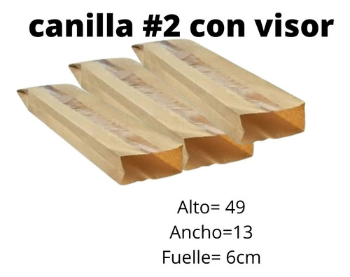 Imagen 2 de 3 de Bolsa Papel Kraft Pan Canilla #2 Con Visor Marron