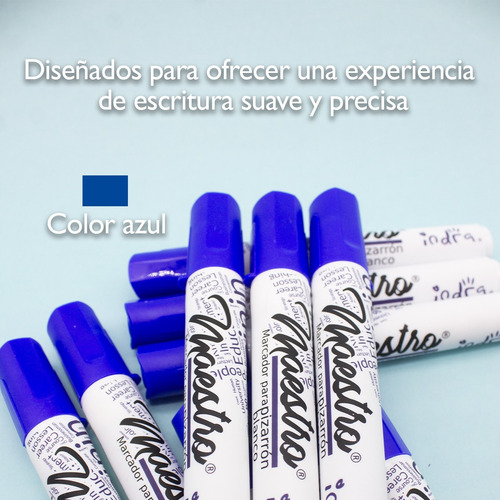 Marcador Para Pizarrón Indra Color Azul Caja Con 12 Pzs 6mm