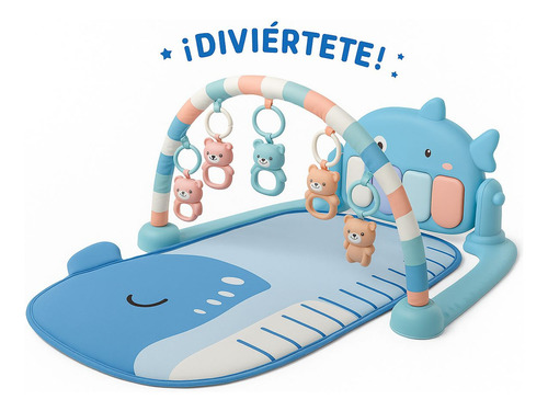 Gimnasio Infantil Didáctico Y Musical Interactivo Con Forma De Ballena Con Arco De Juegos, Sonidos, Juguetes Colgantes Y Piano Interactivo Para Estimulación Temprana Babygus 55720