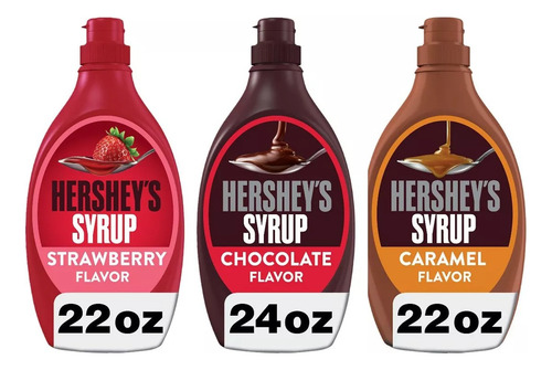 Pack 3 Hershey's Syrup Caramel - Chocolate - Fresa 623g C/u