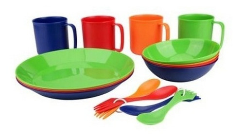 Set De Picnic Con Cubiertos Platos Y Tazas Para 4 Personas