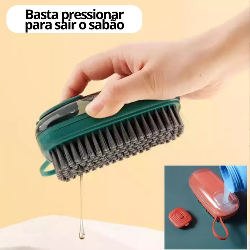 Escova Com Dispenser Detergente Sabão Roupas Sapatos Louça