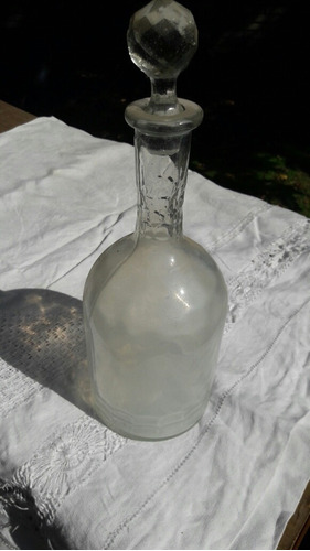 Botellón Antiguo Con Tapón De Cristal Facetado 