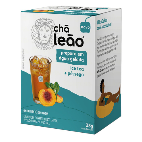 Imagem 3 de 6 de Chá Leão Água Gelada Ice Tea Pêssego 10 Sachês