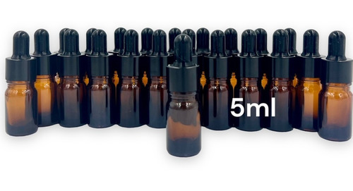 100 Goteros 5ml Envase Vidrio Ámbar, Rosca Negra Lisa/negro