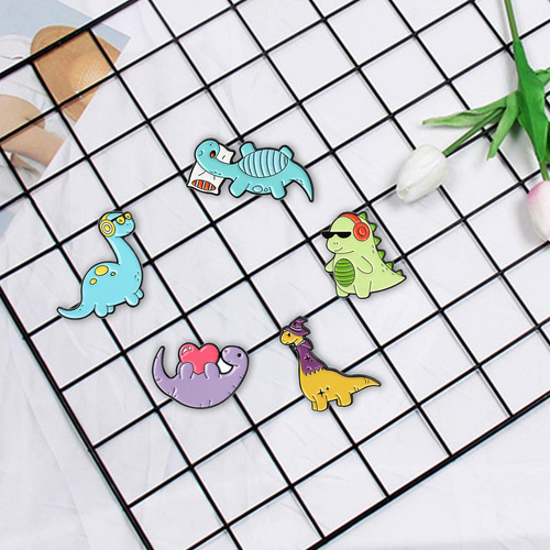 6 Juego De Broches De Esmalte De Dinosaurio De Dibujos