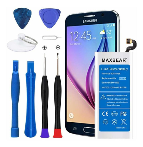 Bateria Celular Galaxy S6 Maxbear 2550mah Lithium Ion Polymern Eb Bg920abe Para Samsung Galaxy S6 Sm G920 Con Free Tool.