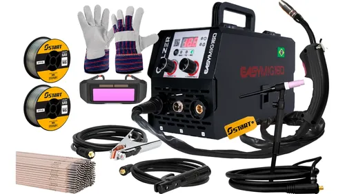 Máquina Inversora de Solda 160A Multiprocesso + Acessórios Preto 220V