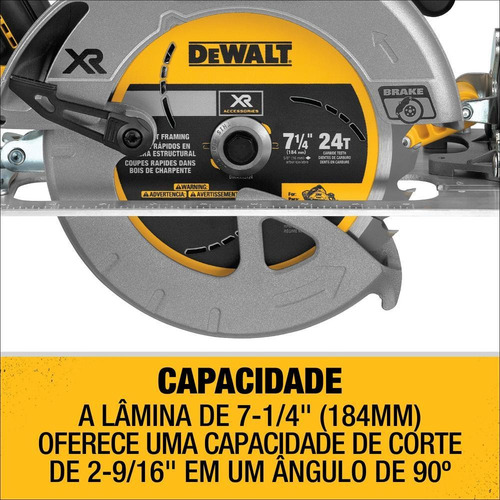 Serra Circular 7 1/4 Pol 184mm 20v Max Li-ion Dcs570b Dewalt
