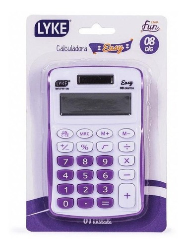 Calculadora 08 Dígitos Easy Branco/roxo Lyke