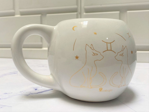 Taza Signos Geminis Astrologia Blanca C/ Oro