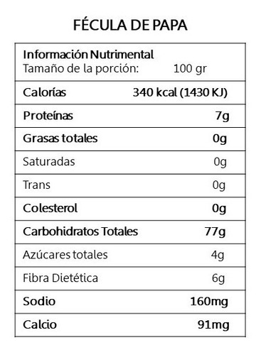 Imagen 3 de 3 de Fécula De Papa 1 Kg