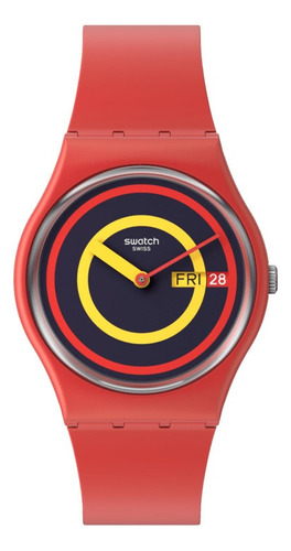Reloj Swatch Swatch Concentric Red So28r702 Correa Rojo Bisel Rojo Fondo Rojo