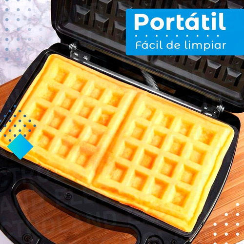 Imagen 5 de 10 de Waflera Electrica Antiadherente Teflon Metalica Wafle Cocina