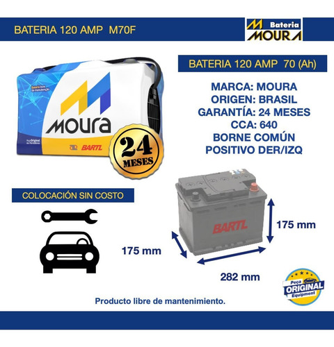 Bateria Moura 120 Amp 24 Meses Envío Gratis