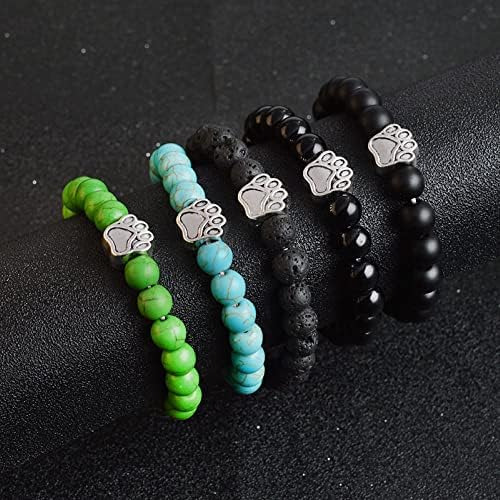 Pulsera Con Abalorio De Pata De Piedra Natural (negro Brilla