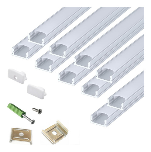 Perfil De Aluminio Forma U Para Tira Led En Casa Oficina 10m Luz Blanco