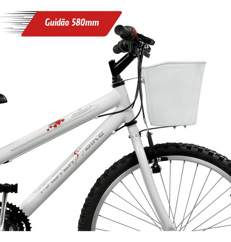 Bicicleta Aro 24 21 Marchas Com Cesta Mtb Bike Teen Feminina