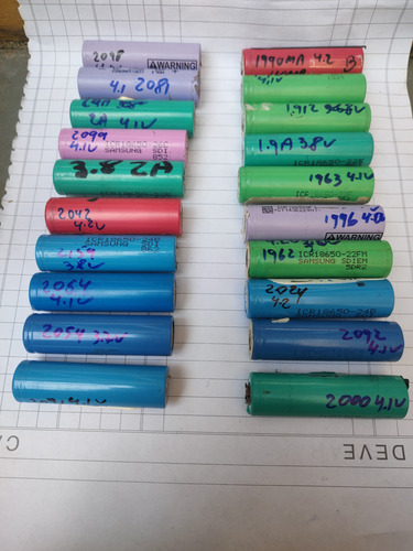 25 Baterias 18650 Amperagem De 1,9 Ah A 2,1 Amperes Testada