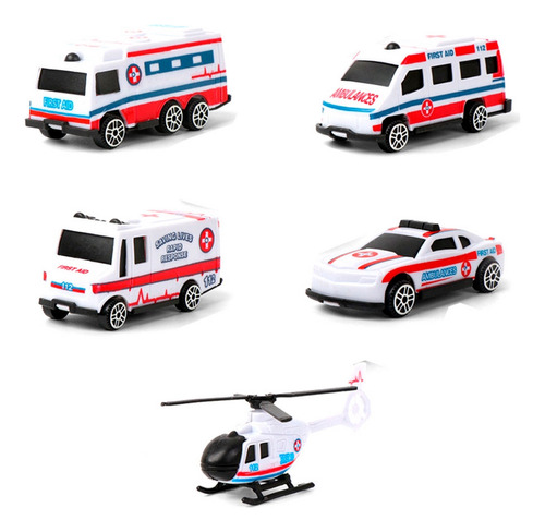 Carro Helicoptero Camion Coleccionable Ambulancia X 5 Pcs
