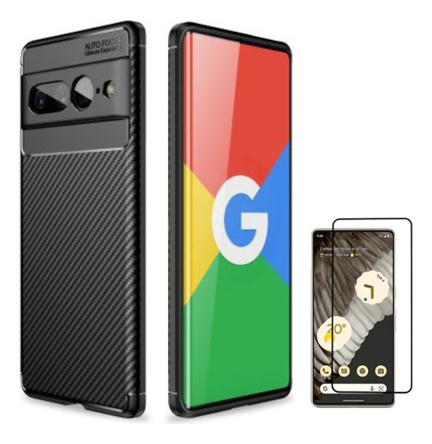 Para Google Pixel 8 - Case Carcasa Carbono Autofocu + Vidrio