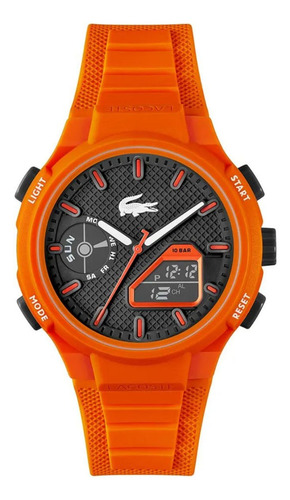 Reloj Lacoste Hombre Lc33 Multifuncion 2011369 Malla Naranja Bisel Naranja Fondo Naranja