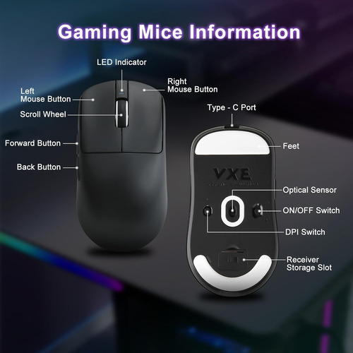 Ratón Inalámbrico Vxe R1 Pro/promax 1k Con Sensor Paw3395se