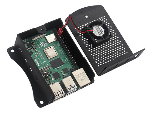 Case Aluminio Compatible Con Raspberry Pi 4b Con Ventilador