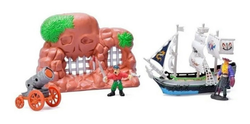 Imagen 1 de 2 de Juguete Barco Pirata Muñecos Accesorios Completo Juego Niños