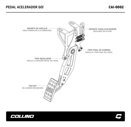 Imagen 3 de 5 de Pedal Acelerador Collino Go! Para Pedalera Colgante