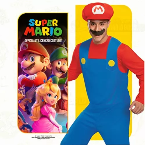 Disguise Disfraz de Mario para hombre, disfraz oficial de Nintendo Super  Mario Bros para adultos con sombrero y bigote, Rojo 