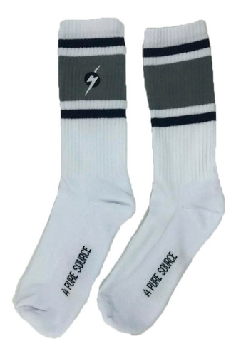 Lightning Bolt Medias Lifestyle Hombre Blanco-gris Ras