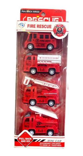 Set De Carros De Bomberos 4 Piezas Carritos Niñas 