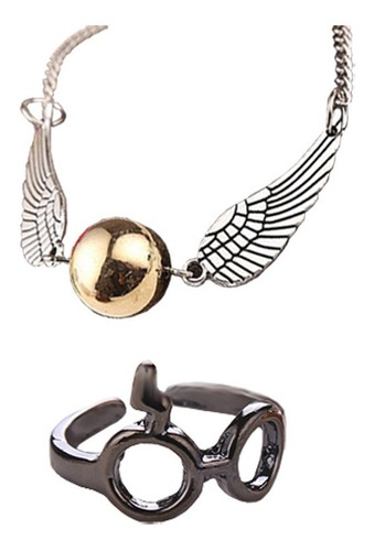 Genial Anillo Y Pulsera Snitch Harry Potter + Bolsita Gratis