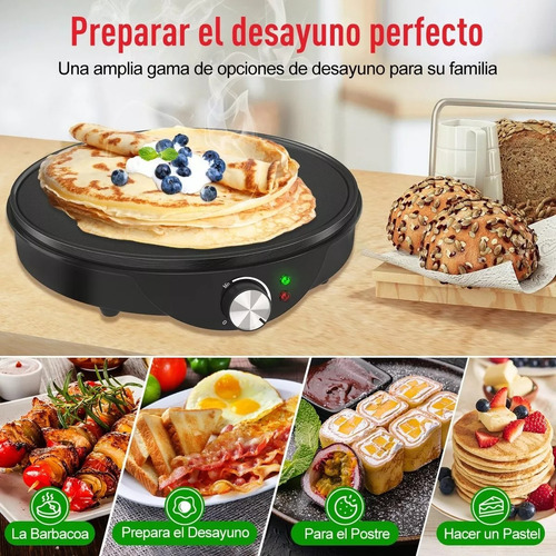 Crepera Eléctrica Antiadherente Durable Negro Avanzado