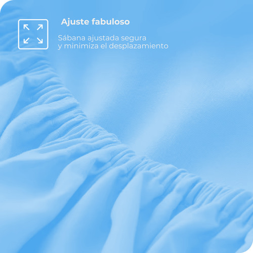 Sabana De Cajon Ajustable De Microfibra Diferentes Tamaños Celeste Individual Liso