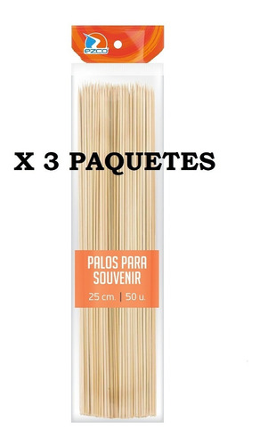 Palitos De Brochette 25 Cm X 50 Unidades X 3 Packs Ezco