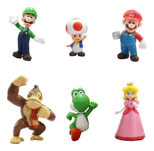 Juego De 6 Figuras De Acción De Mario Para Niños - Super .