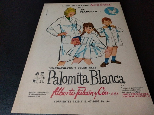 (pb202) Publicidad Clipping Guardapolvos Palomita Blanca