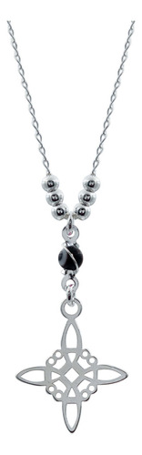 Gargantilla Ajustable Nudo De Bruja Ojo Turco Plata 925 Color Liso negro